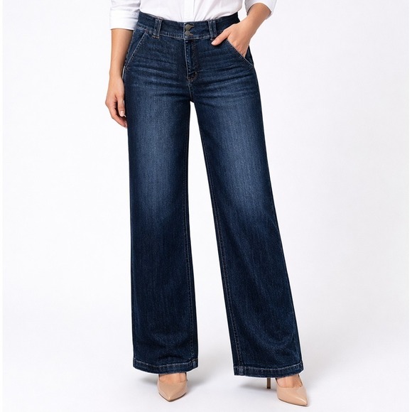 Judy Blue Wide Leg Trouser Jeans 13 / 31 High Rise Dark Wash Stretchy Inseam 32" - Picture 9 of 9